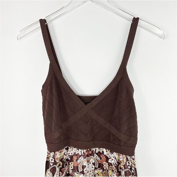 Bebe Silk and Bandage Paisley Print Mini Dress Sz Large - Picture 3 of 11